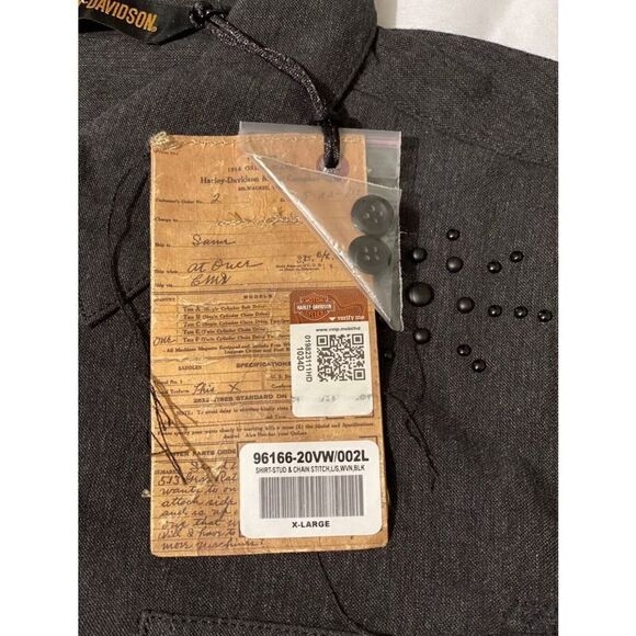 Harley-Davidson Womens Stud Chain Long Sleeve Logo Work Shirt XL 96166-20VW (A4) - Picture 8 of 11